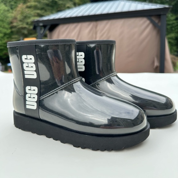 UGG Australia Classic Clear Mini Boot Black Sz 7 Brand New Waterproof Rainboot - Picture 5 of 7
